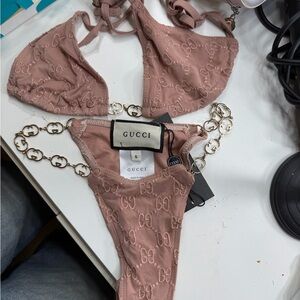 Gucci Dusty Rose Bikini with Logo Detail